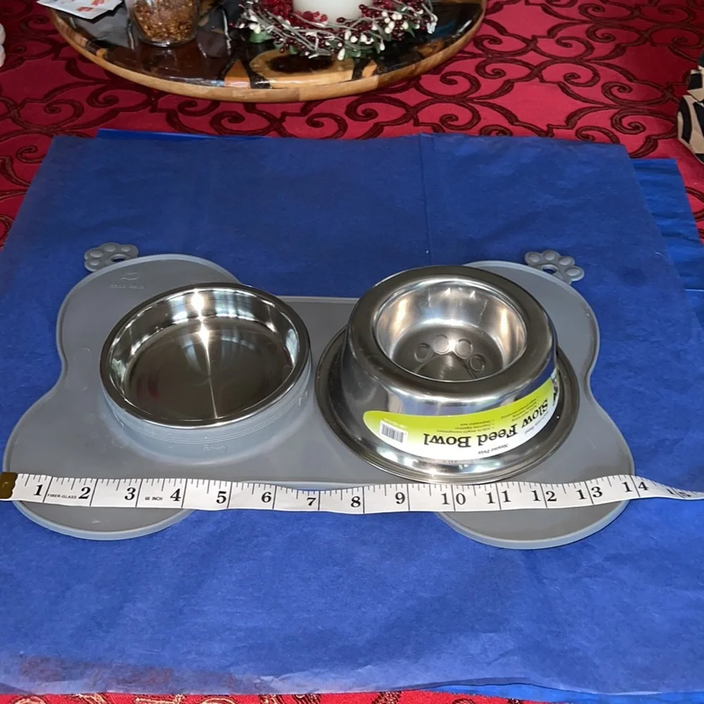 Dog food and water bowl